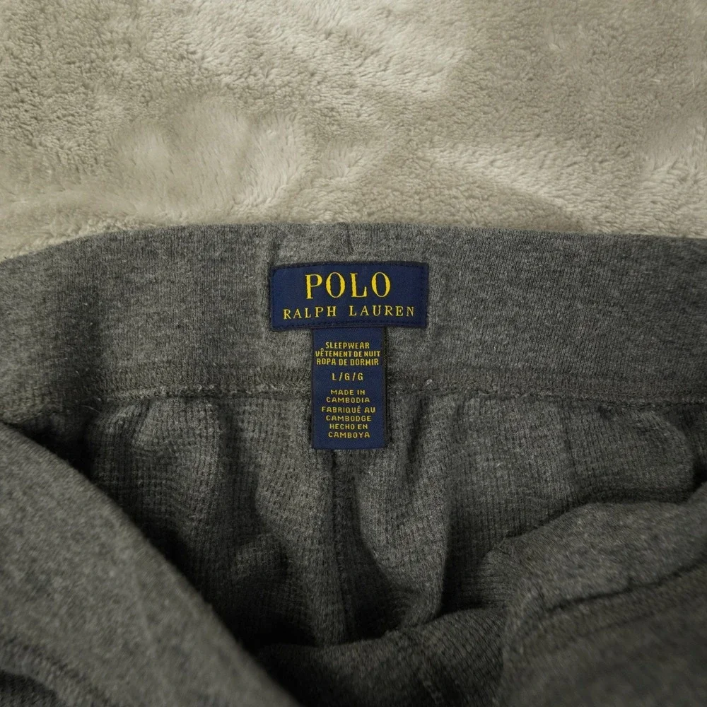 Polo Ralph Lauren Sleepwear Men's Large Gray Waffle Knit Thermal Joggers Pants